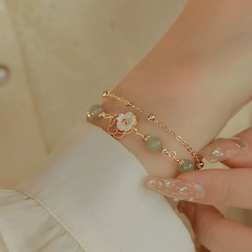 Gold Plated Jade Butterfly Flower Luck Bracelet Gold Plated Jade Butterfly Flower Luck Bracelet