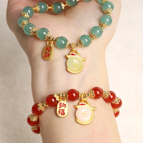 Year of the Dragon Red Agate Green Aventurine Bracelet Year of the Dragon Red Agate Green Aventurine Bracelet