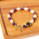 Amethyst Cat Eye Black Rutilated Quartz Bead Bracelet