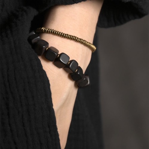 Tibetan Ebony Copper Peace Double Wrap Bracelet Tibetan Ebony Copper Peace Double Wrap Bracelet