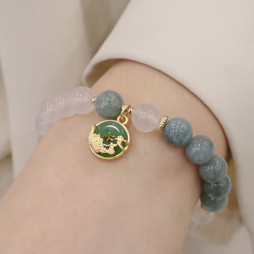 White Agate Jade Lotus Peace Buckle Protection Bracelet White Agate Jade Lotus Peace Buckle Protection Bracelet