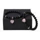 Black Onyx Crystal Stone Love Heart Protection Couple Bracelet Black Onyx Crystal Stone Love Heart Protection Couple Bracelet