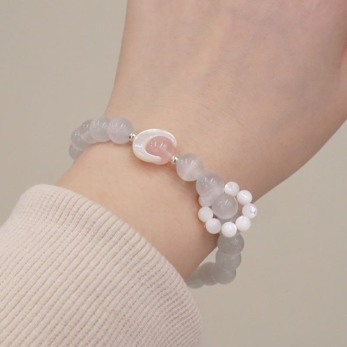 925 Silver Amethyst Aquamarine Cat's Eye Healing Bracelet