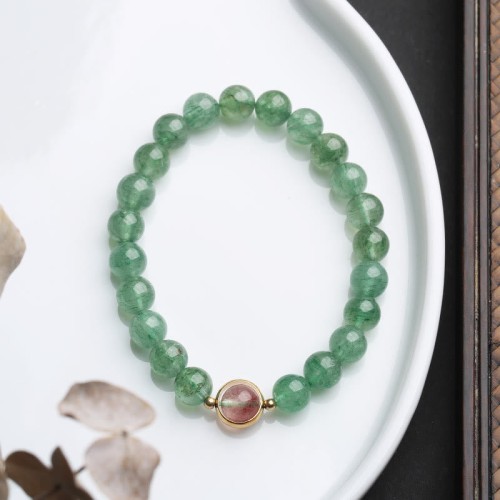 Natural Green Strawberry Quartz Soothing Bracelet Natural Green Strawberry Quartz Soothing Bracelet