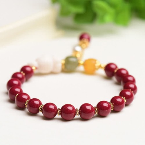 Year of the Rabbit Cinnabar Hetian Jade Bunny Bracelet Year of the Rabbit Cinnabar Hetian Jade Bunny Bracelet