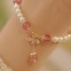 Pearl Strawberry Quartz Honey Bee Charm Healing Bracelet