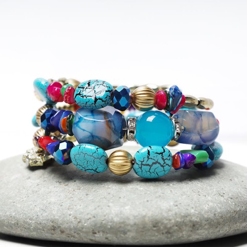 Turquoise Agate Beads Blessing Bracelet Turquoise Agate Beads Blessing Bracelet