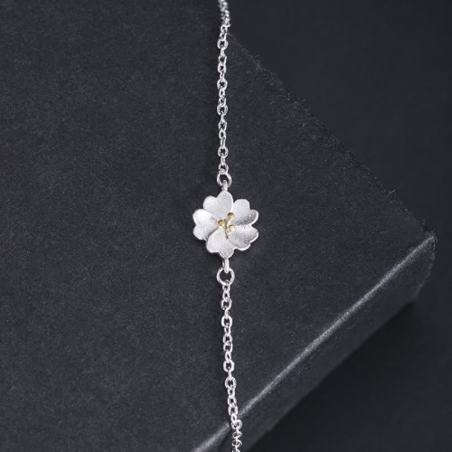 925 Silver Cherry Blossom Blessing Chain Bracelet 925 Silver Cherry Blossom Blessing Chain Bracelet