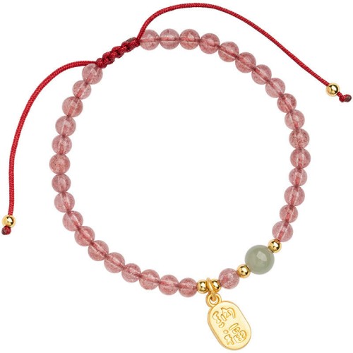 Strawberry Quartz Garnet Jade Fortune Healing Bracelet Strawberry Quartz Garnet Jade Fortune Healing Bracelet