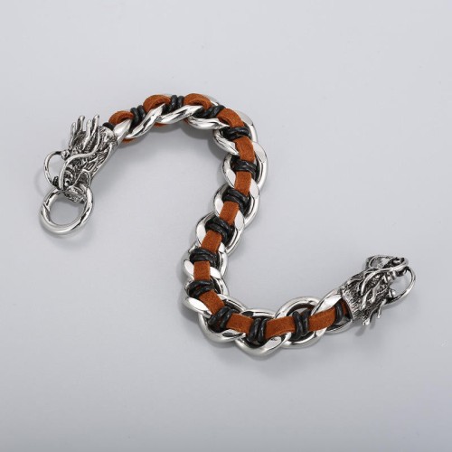 Dragon Leather Titanium Steel Luck Braided Bracelet Dragon Leather Titanium Steel Luck Braided Bracelet