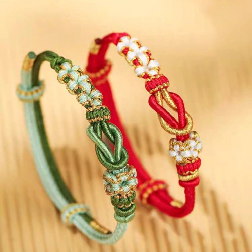 Handmade Peach Blossom Peace Knot Luck Bracelet