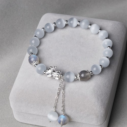 Cat's Eye Moonstone Strawberry Quartz PiXiu Bracelet Cat's Eye Moonstone Strawberry Quartz PiXiu Bracelet