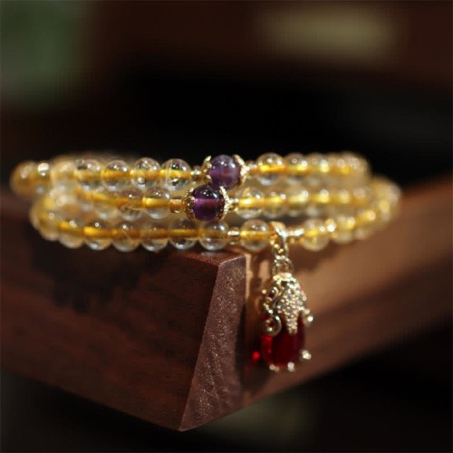 Citrine Amethyst PiXiu Prosperity Bracelet
