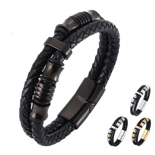 Layered Leather Weave Fortune Bracelet Layered Leather Weave Fortune Bracelet