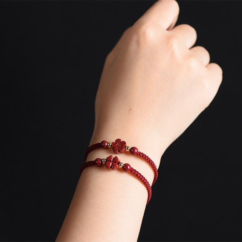 Four Leaf Clover Cinnabar Blessing Bracelet Four Leaf Clover Cinnabar Blessing Bracelet