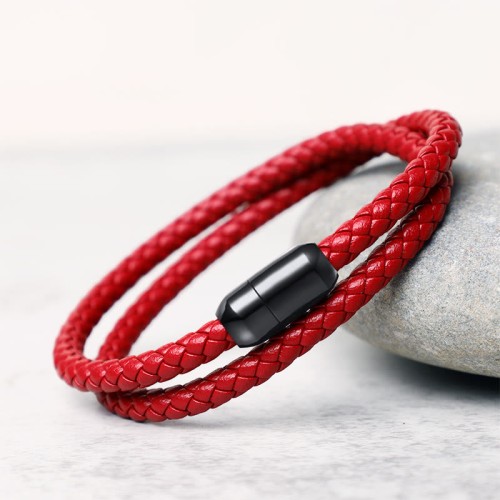 Genuine Leather Red String Protection Magnetic Bracelet