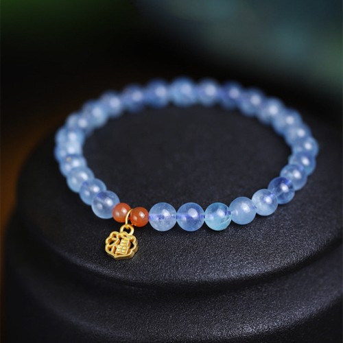 Aquamarine Red Agate Healing Charm Bracelet