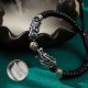 999 Sterling Silver Double Dragon Luck Bracelet