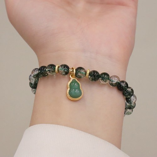 Green Phantom Confidence Gourd Buddha Charm Bracelet