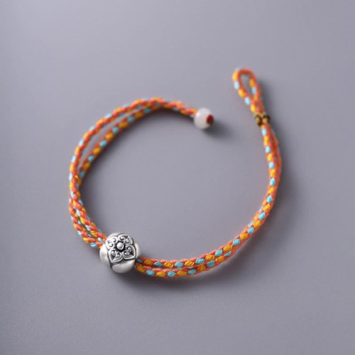 999 Sterling Silver Persimmon Luck Braided Bracelet 999 Sterling Silver Persimmon Luck Braided Bracelet