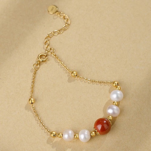 925 Sterling Silver Pearl Cinnabar Healing Bracelet 925 Sterling Silver Pearl Cinnabar Healing Bracelet