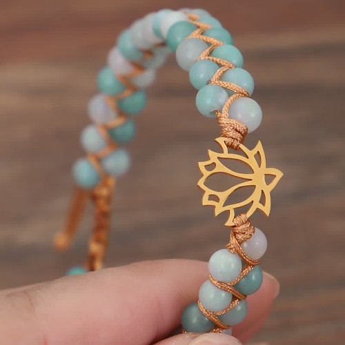 Amazonite Lotus Flower Balance Bracelet Amazonite Lotus Flower Balance Bracelet