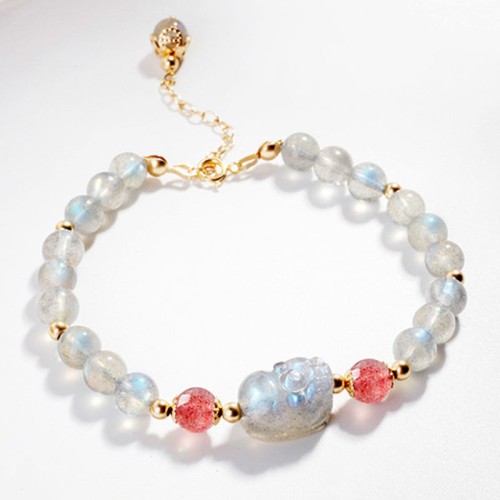 Moonstone Strawberry Quartz PiXiu Healing Bracelet Moonstone Strawberry Quartz PiXiu Healing Bracelet