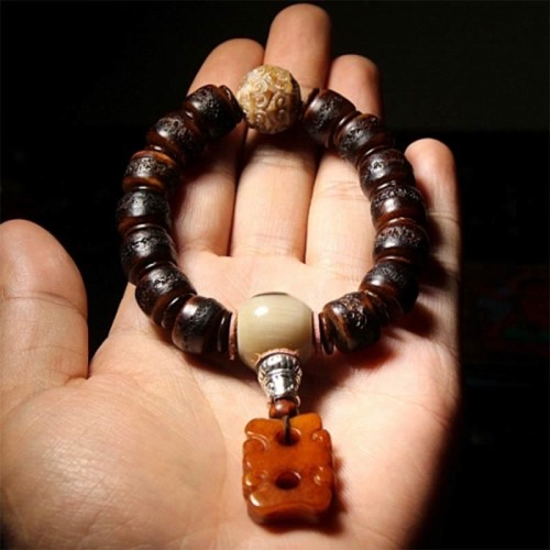 Tibetan Yak Bone Dzi Bead Turquoise Evil Spirit Bracelet Tibetan Yak Bone Dzi Bead Turquoise Evil Spirit Bracelet