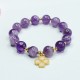 Amethyst Crystal Inner Peace Clover Charm Bracelet Amethyst Crystal Inner Peace Clover Charm Bracelet