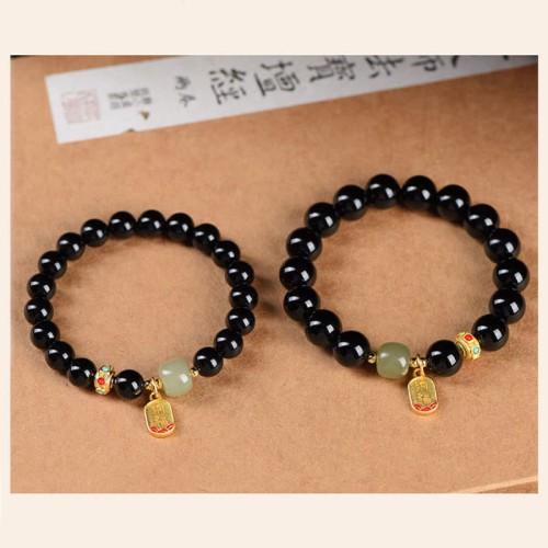 Black Onyx Hetian Jade Lucky Charm Bracelet Black Onyx Hetian Jade Lucky Charm Bracelet