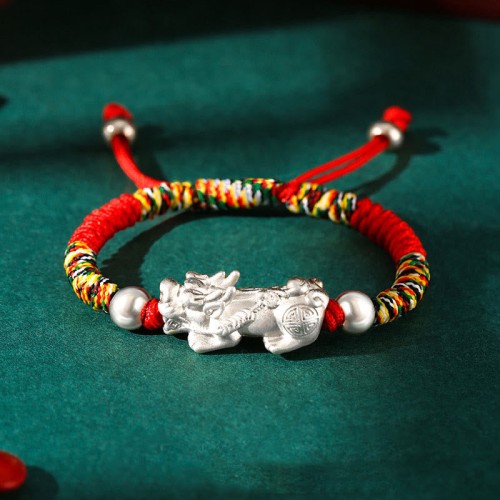 999 Silver PiXiu Wealth King Kong Knot Kids Bracelet 999 Silver PiXiu Wealth King Kong Knot Kids Bracelet