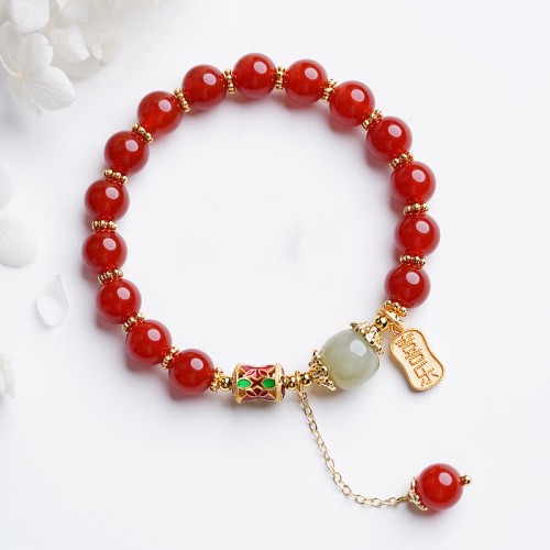 Red Agate Hetian Jade Confidence Charm Bracelet Red Agate Hetian Jade Confidence Charm Bracelet