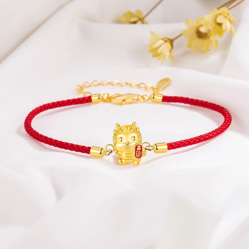 925 Silver Year of the Dragon Golden Dragon Strength Bracelet 925 Silver Year of the Dragon Golden Dragon Strength Bracelet