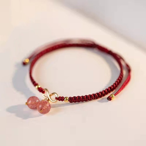 Strawberry Quartz Amethyst Green Phantom Positive Bracelet