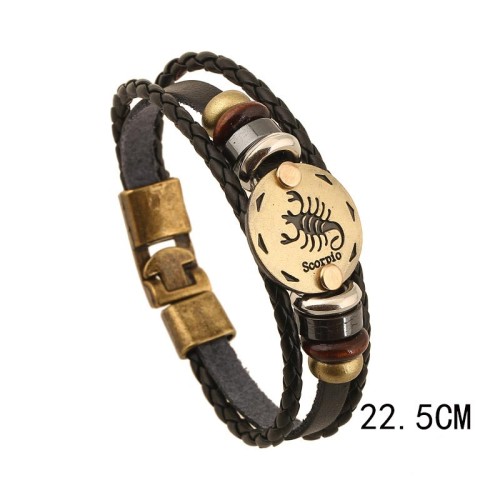 12 Constellations Hematite Leather Bracelet 12 Constellations Hematite Leather Bracelet