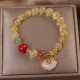 Citrine White Jade Strawberry Quartz Charm Bracelet