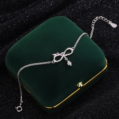 Year of the Dragon 999 Sterling Silver Zircon Knot Charm Bracelet Year of the Dragon 999 Sterling Silver Zircon Knot Charm Bracelet