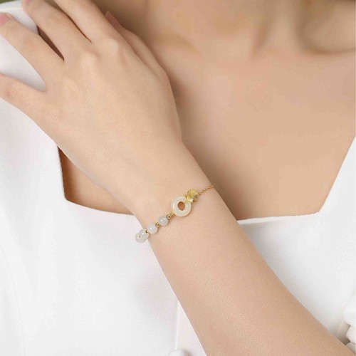 Hetian White Jade Peace Buckle Ginkgo Luck Bracelet Hetian White Jade Peace Buckle Ginkgo Luck Bracelet