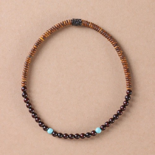 Sandalwood Turquoise Protection Double Wrap Bracelet