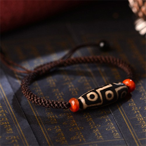 Tibetan Nine-Eye Dzi Prosperity String Bracelet