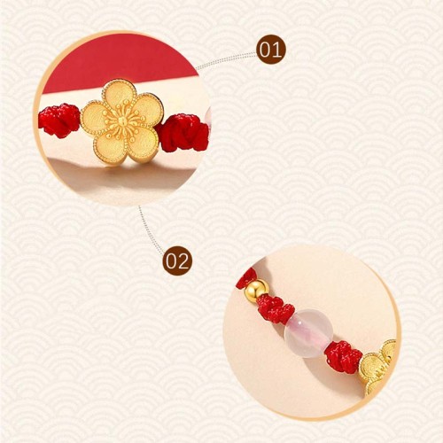 Handmade 925 Silver Peach Blossom Chalcedony Luck Bracelet Handmade 925 Silver Peach Blossom Chalcedony Luck Bracelet