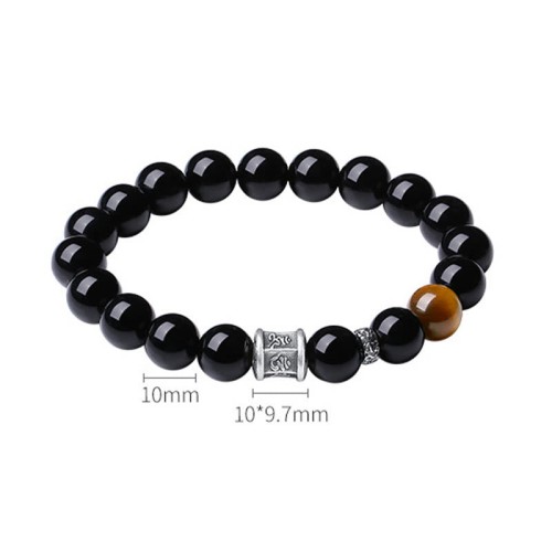 999 Silver Black Obsidian Tiger Eye Om Mani Padme Hum Bracelet 999 Silver Black Obsidian Tiger Eye Om Mani Padme Hum Bracelet