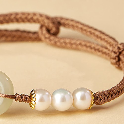Hetian Jade Pearl Peace Luck Bracelet
