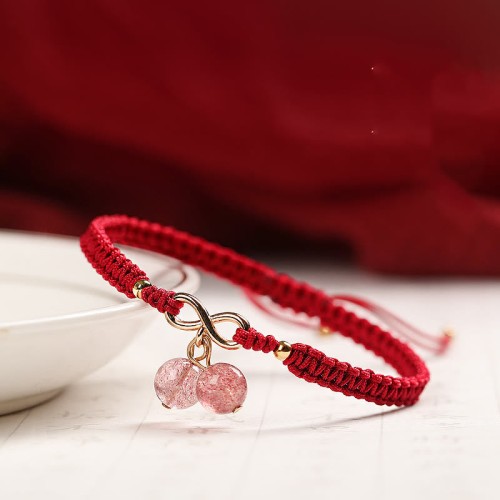 Strawberry Quartz Amethyst Green Phantom Positive Bracelet