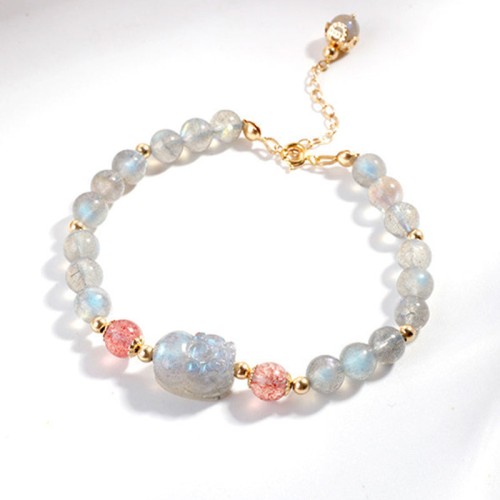 Moonstone Strawberry Quartz PiXiu Healing Bracelet Moonstone Strawberry Quartz PiXiu Healing Bracelet