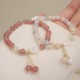 Strawberry Quartz Morganite Cat Love Bracelet