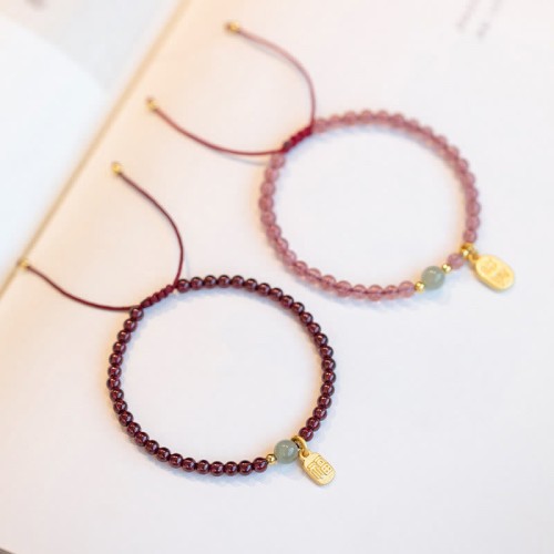 Strawberry Quartz Garnet Jade Fortune Healing Bracelet Strawberry Quartz Garnet Jade Fortune Healing Bracelet