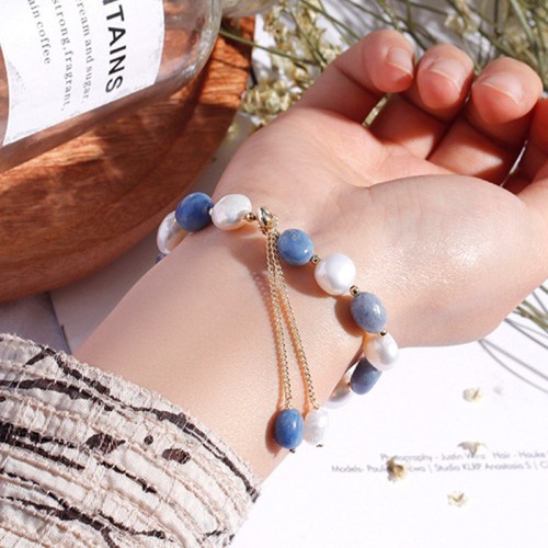 Blue Aventurine Crystal Pearl Healing Bracelet Blue Aventurine Crystal Pearl Healing Bracelet