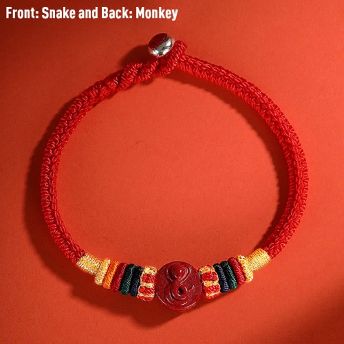 Year of the Dragon 925 Silver Cinnabar Auspicious Bracelet Year of the Dragon 925 Silver Cinnabar Auspicious Bracelet