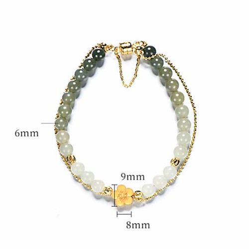 Hetian Jade Peach Blossom Luck Chain Bracelet